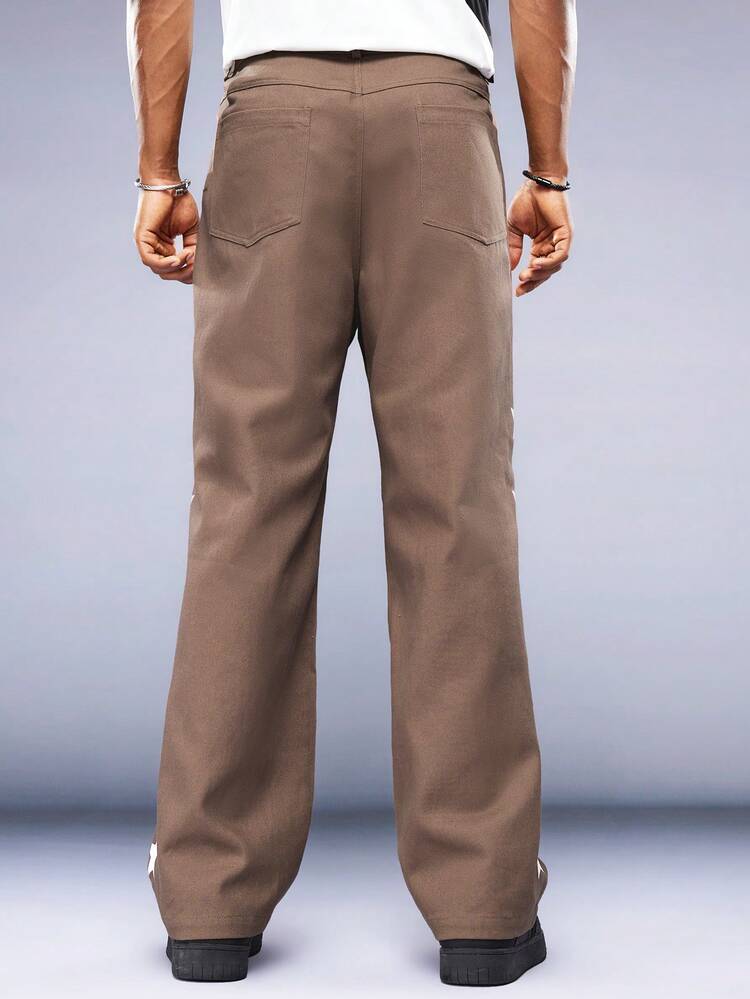 Men's Woven Pentagram Print Wide-Legged Casual Pants