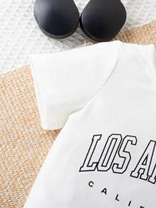 寶寶男孩酷炫運動3入組簡單字母印花短袖t恤、背心和夏季運動褲 - 黑色 - 查看 6