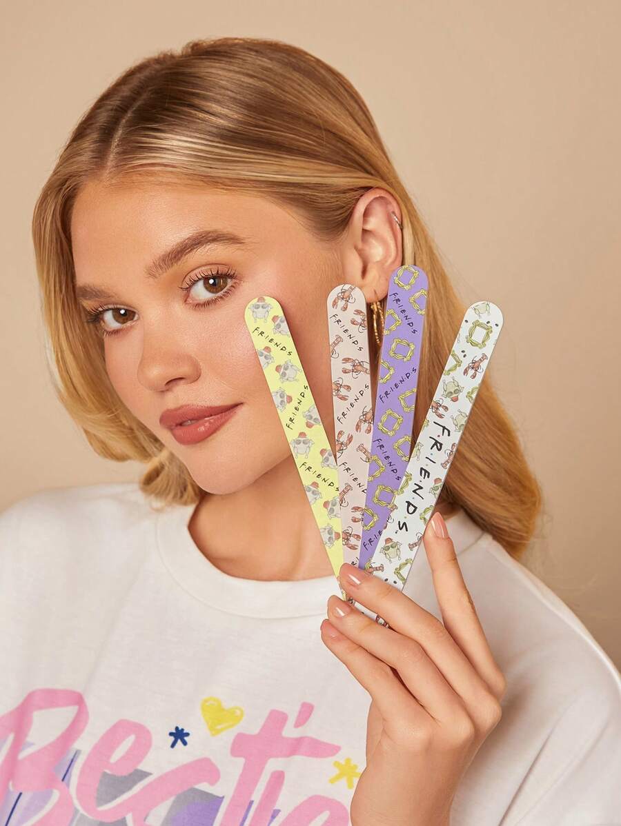 FRIENDS X SHEIN Portable Nail File Set, 4pcs/Pack,Gifts - Multicolor - View 1