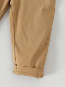 SHEIN 2 件婴儿正装套装，包括背心和裤子，不包括衬衫（婴儿的第一个母亲节服装/家庭配套服装） - 卡其色 - 查看 5