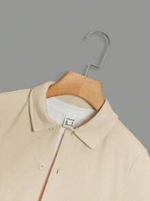 SHEIN Tween Boy Comfortable Solid Color Short Sleeve Polo Shirt With Solid Color Shorts Outfits For Spring And Summer