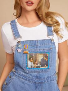 FRIENDS X SHEIN 4pcs Zinc Alloy Oil Drop Memorial Badge Brooch, Pins,Gifts - Multicolor - View 6