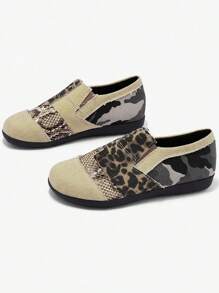 Women's Flat Casual Shoes With Denim Patchwork - Multicolor - View 4