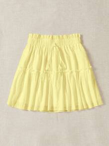 Soleia Casual Summer Skirt With Tie, Ruffle Trim And Decorative Details