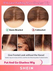 9*6 Wear&Go Chocolate Brown Pre Cut Lace Closure Wigs Pre Bleached Human Hair Straight Hair 16-20inch 180% Density Put&Go Glueless Lace Front Wigs Pre Plucked For Women - S4 - View 3