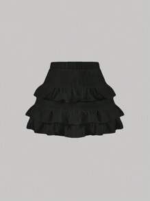 SHEIN MOD Váy xòe viền trơn màu đơn giản mùa hè - màu đen - Xem 2