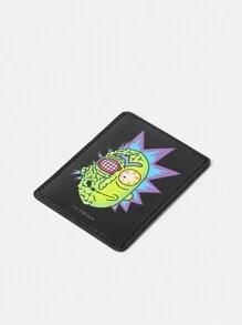 Rick and Morty X SHEIN Cartoon Printed Mini Card Holder,Vacation - Black - View 3