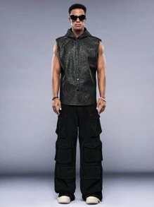 Manfinity VCAY Men's Sleeveless Shawl Collar Woven Shirt