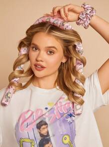 FRIENDS X SHEIN 4入組不產熱的捲髮工具套裝 - 淺粉色 - 查看 5