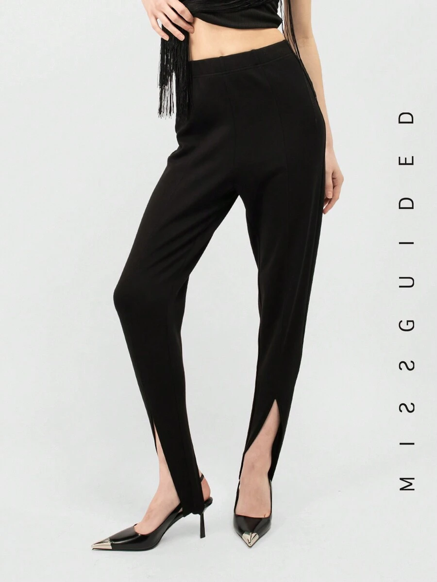 MISSGUIDED Stirrup Leggings - Black - View 1