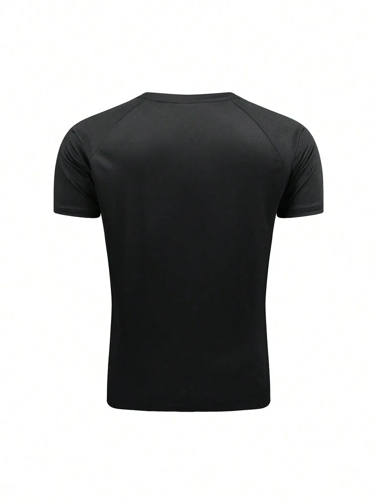 Boyfriend Style Men's Printed Sleeve Elastic Breathable Short Raglan Sleeve Sports T-Shirt Workout Tops 3-Piece Set