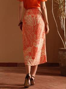 MOTF PREMIUM 熱帶印花不對稱下擺披風裙 - 彩色 - 查看 8