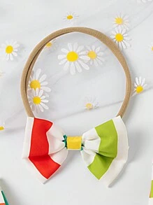 Baby Girl's Striped Cartoon Caterpillar Printed Bodysuit With Mesh Ruffle Trimmed Straps, Spring/Summer - Multicolor - View 6