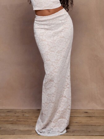 MUSERA Floral Lace Maxi Skirt Summer Boho Elegant Holiday Vacation Fall Autumn Winter Christmas Party Thanksgiving