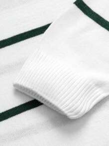 RueChic Men Stripe Detailed High Collar Regular Sweater - White - View 6