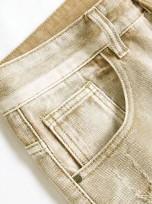 Herren Jeans in Große Größen mit modischem Destroyed-Look und Heavy Wash - Khaki - Übersicht 4