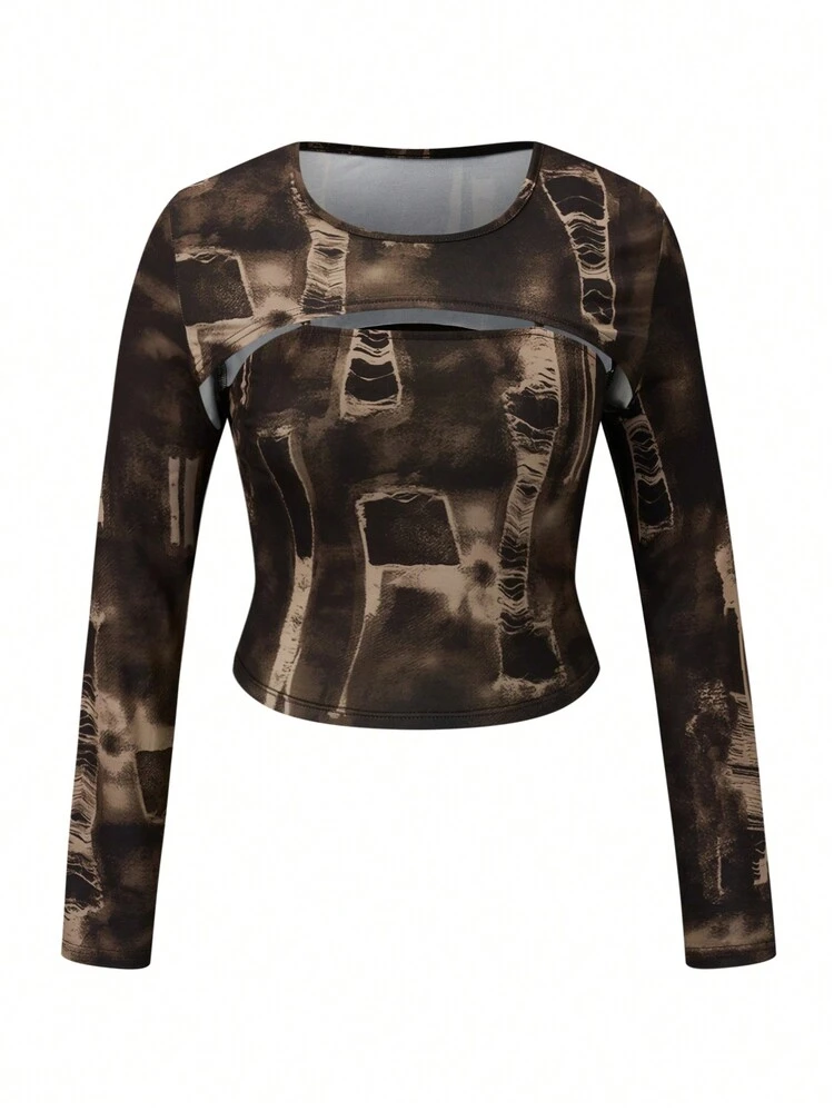 Plus Size Women's Boho Music Style Tie Dye Top & Pants Set, Grunge Fashion