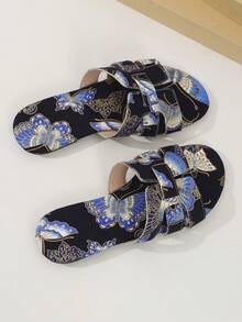 Của phụ nữ Đúng mốt Chóp giầy tròn Dép xăng đan , Bằng phẳng Chóp giầy mở ra Trượt , Kích thước lớn Có sẵn , Nhiều màu , Châu Âu và Châu Mỹ Phong cách - Nhiều màu - Xem 3