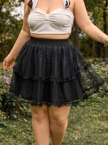 Dreamara 大碼黑色高腰A字裙，覆蓋邊設計，適合浪漫假期、乡村音乐节、沙灘泳裝派對等夏時场合配戴。靈感源自90年代復古蕾絲文藝復興短裙，搭配戶外節日和音乐节等活動，Boho女士衣物配搭、黑色高腰裙、Goth風格、嬌羅人碎花夏季短裙、夏日晚禮裙、百褶手工短裙、夏日下半身穿搭首选 - 黑色 - 查看 1