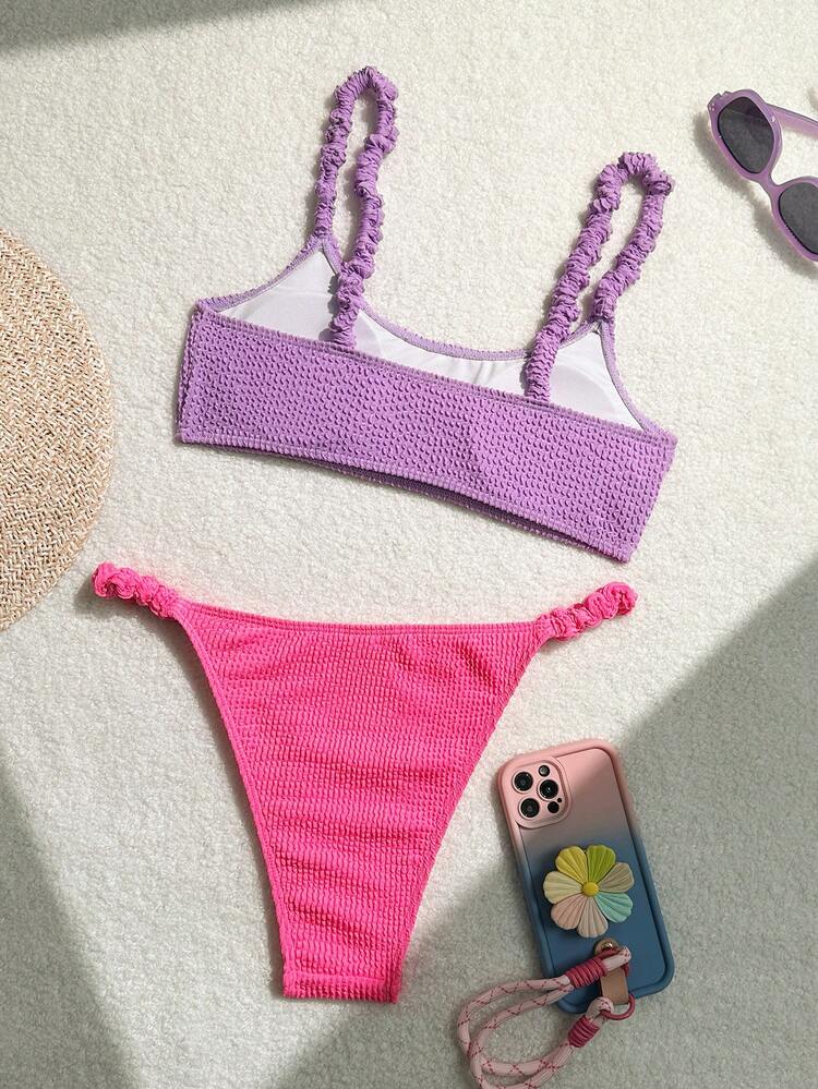 Summer Women's Color Block Bikini Set For Vacation