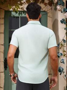 Manfinity Homme Nam Textured Ngắn tay Áo sơ mi Cho mùa hè - Màu xanh Bạc hà - Xem 2