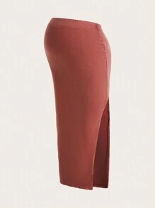 SHEIN Maternity Adjustable Waist Split Thigh Skirt - Dusty Pink - View 9