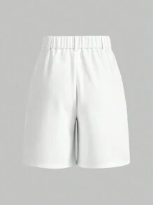 Firerie Shorts de mujer con pliegues y bolsillos unicolor de cintura alta