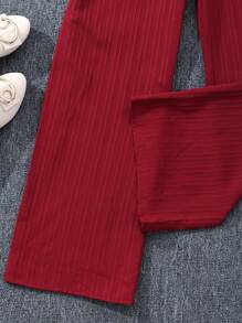 Teen Girl Solid Color Tube Top Jumpsuit With Shoulder Straps Summer Holiday - Burgundy - View 4