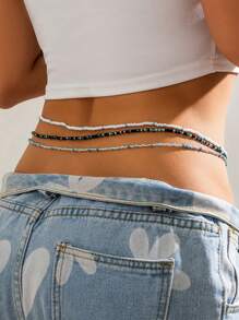 3入組沙灘風格種子珠鏈,性感彈性腰部飾品 - 彩色 - 查看 2