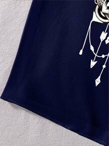 INAWLY Women's Floral Print Tank Top Graphic Tees Women Tops - Navy Blue - View 3