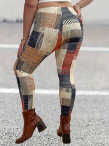 EMERY ROSE Women's Plus Size Patchwork Printed Leggings - Multicolor - View 2