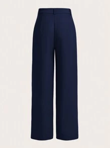 SHEIN MOD Women's Solid Color Seam Front Straight Pants