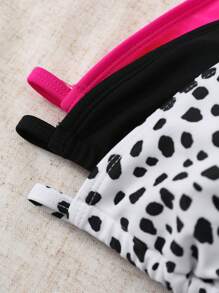 Swim Basics Women's Fashionable Solid Color & Polka Dot Bikini Top For Summer Beach Swimming