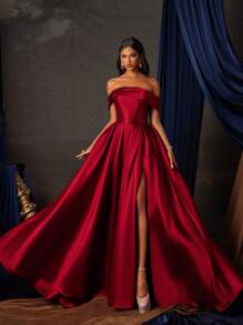 Vestido de Festa de Luxo Requintado Bordô Maxi Smilprince, Vestido para Convidada de Casamento, Vestido de Festa Formal, Vestido Longo