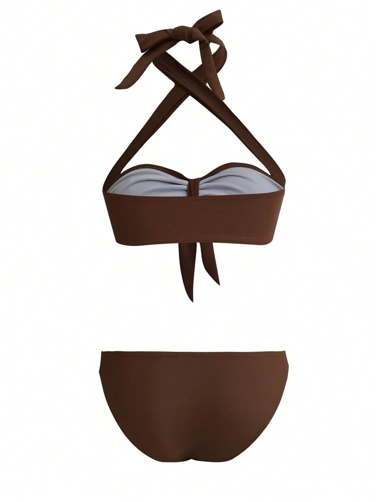 Summer Beach Vacation Halter Neck Bikini Set