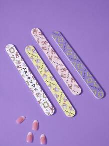 FRIENDS X SHEIN Portable Nail File Set, 4pcs/Pack,Gifts - Multicolor - View 3