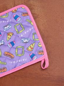 FRIENDS X SHEIN Maldives & Trilu Chip Print Heat Resistant Kitchen Baking Accessories, Choose From Gloves Or Pot Holders, Oven-Friendly, Thick Pad Insulation - Purple - View 4