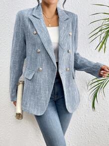 RosyDaze Women's Elegant Fashionable Commuter Suit Jacket Fall Cloth For Women - Blue - View 3