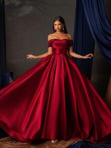 Smilprince 优雅露肩收腰开衩长款晚礼服 - 胸围偏小 - 紅色 - 查看 5