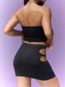 SHEIN Unity NỮ Đúng mốt Rỗng Gợi cảm Buổi tiệc Bộ - màu đen - Xem 2