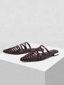 MOTF PREMIUM GIÀY BẰNG MŨI NHỎ ĐƠN GIẢN & THOẢI MÁI DÀNH CHO NỮ CHO LỄ HALLOWEEN VÀ GIÁNG SINH MÙA HÈ VÀ THU - màu nâu - Xem 3