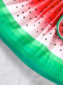 SHEIN Young Girls' Cute Watermelon Printed Ombre Sleeveless Dress With Bag, Summer