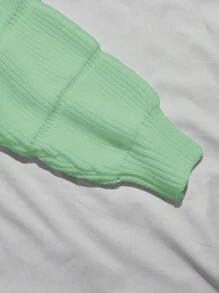 SHEIN Essnce Màu thuần Vòng cổ Lỏng lẻo phù hợp Áo chui đầu Áo len Với Thả vai Cho mùa xuân - màu xanh lá - Xem 3