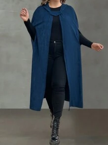 SHEIN LUNE 大尺碼外套 - 藍色 - 查看 4