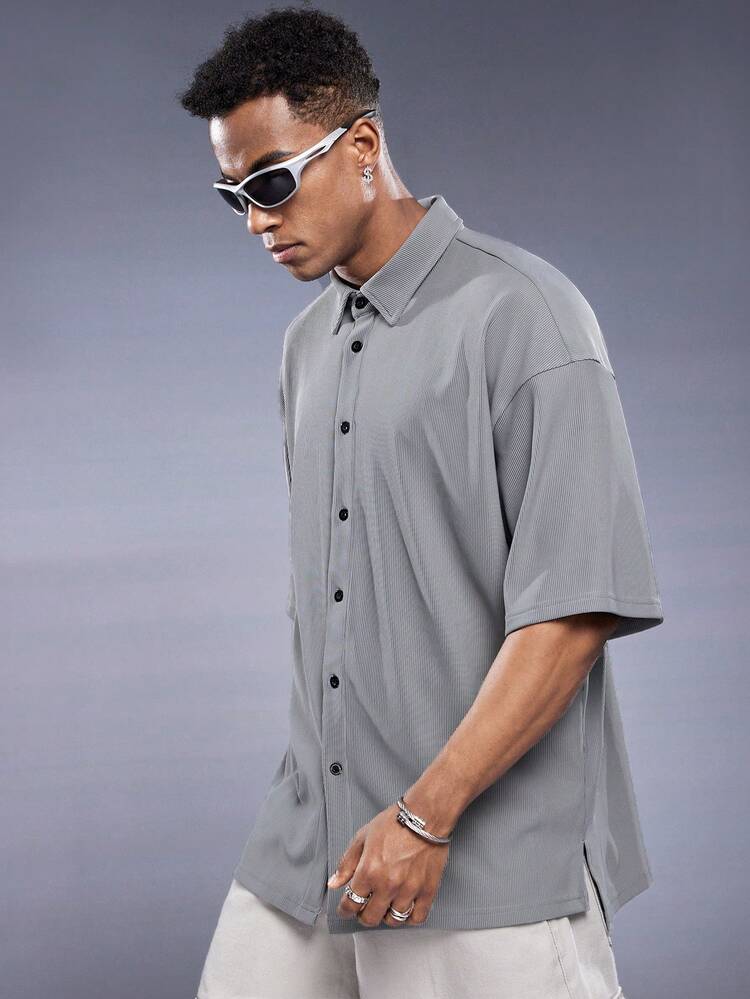 Men's Solid Color Short Sleeve Casual Shirt For Spring/Summer