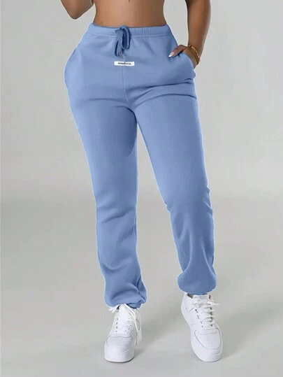 SHEIN 女士休閒拉繩日常運動長褲，打造多變造型