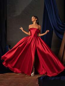 Vestido de Festa de Luxo Requintado Bordô Maxi Smilprince, Vestido para Convidada de Casamento, Vestido de Festa Formal, Vestido Longo