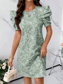 SHEIN Clasi Của phụ nữ Ống tay áo Hoa Dệt hoa Mùa Xuân Đầm - Màu xanh Bạc hà - Xem 5