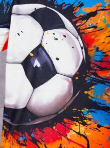 SHEIN Tween Boy's Summer Ink Splash Soccer Print T-Shirt - Multicolor - View 4