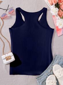 INAWLY Women's Floral Print Tank Top Graphic Tees Women Tops - Navy Blue - View 2